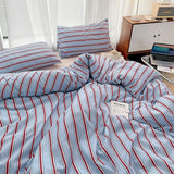 Classic Style Striped Duvet Cover - 3 Part Set – Washed Cotton Bedding