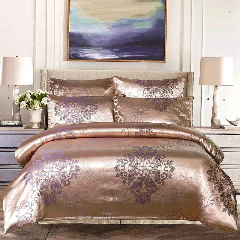 Luxury Silk Satin Pattern Bedding Set - 3-Piece - Duvet Cover & Pillow Cases